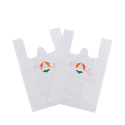 biodegradable white vest supermarket carry pe plastic packaging bag for grocery with custom printed