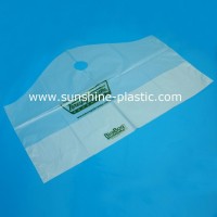 High quality printing HDPE plastic bag with wave top punch handle