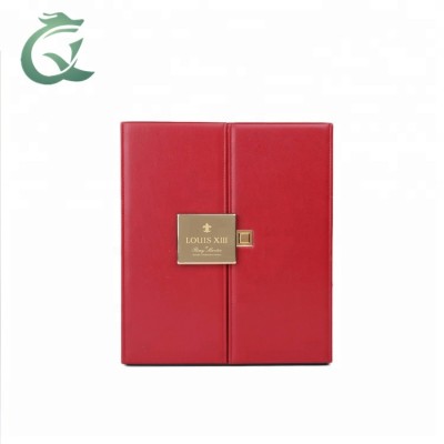 Classical handmade custom Luxury Painted Red Leather Wine Box