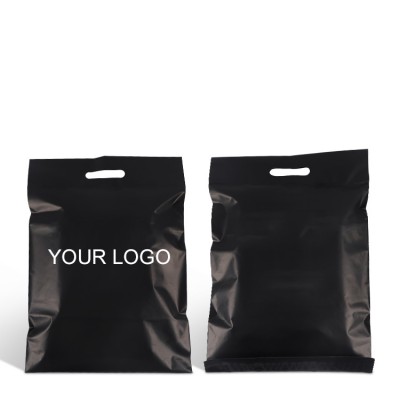 custom print logo matte black poly mailer envelope postal mailing plastic package bags with handle