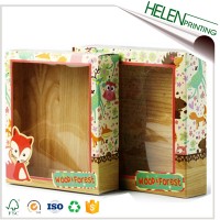 Custom toy cardboard paper wood grain cardboard box with window